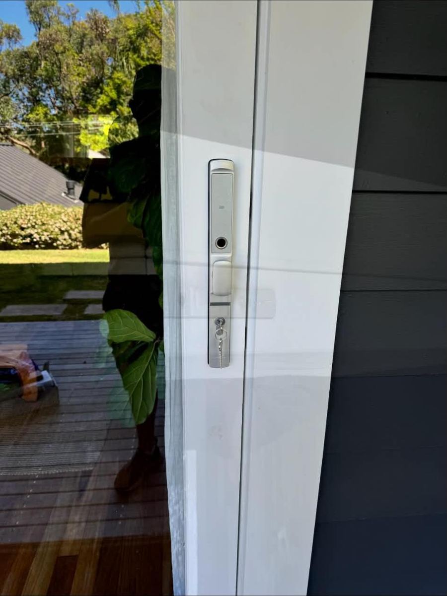 Slimline lock on a sliding door